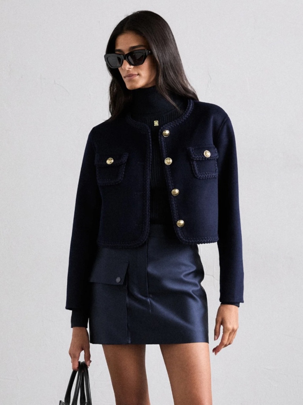 Sandro Lavande Navy Marine Blazer Jacket | FR 44 US 12 - Picture 3 of 15